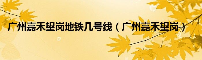 广州嘉禾望岗地铁几号线（广州嘉禾望岗）
