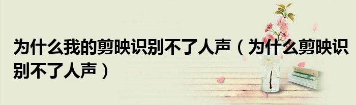 为什么我的剪映识别不了人声（为什么剪映识别不了人声）