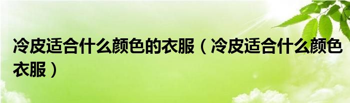 冷皮适合什么颜色的衣服（冷皮适合什么颜色衣服）