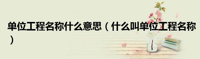 单位工程名称什么意思（什么叫单位工程名称）