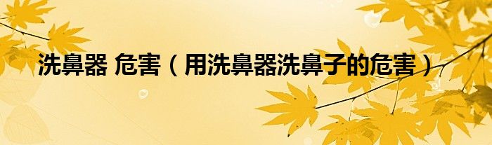 洗鼻器 危害（用洗鼻器洗鼻子的危害）