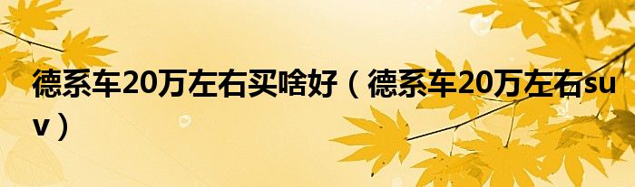 德系车20万左右买啥好（德系车20万左右suv）