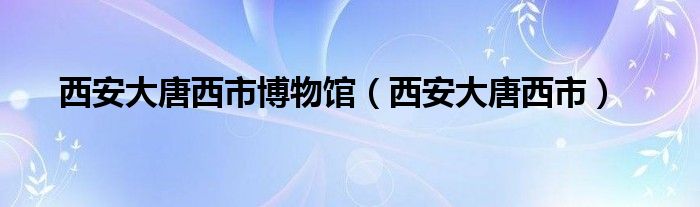 西安大唐西市博物馆（西安大唐西市）
