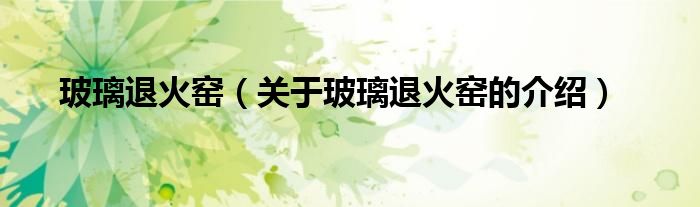 玻璃退火窑（关于玻璃退火窑的介绍）