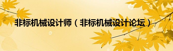 非标机械设计师（非标机械设计论坛）
