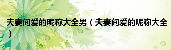 夫妻间爱的昵称大全男（夫妻间爱的昵称大全）