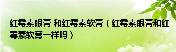 红霉素眼膏 和红霉素软膏（红霉素眼膏和红霉素软膏一样吗）