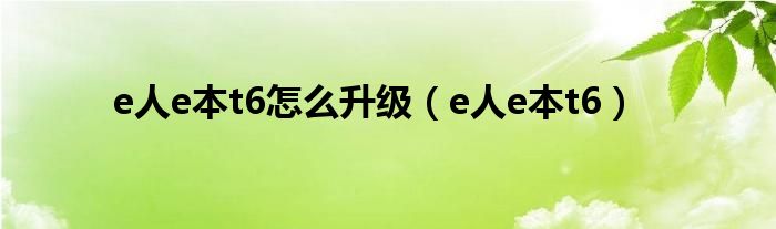 e人e本t6怎么升级(e人e本t6)