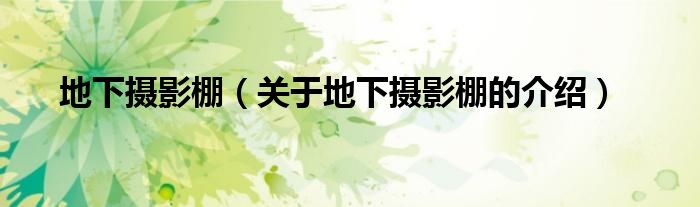 地下摄影棚（关于地下摄影棚的介绍）
