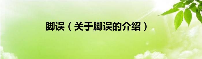 脚误（关于脚误的介绍）