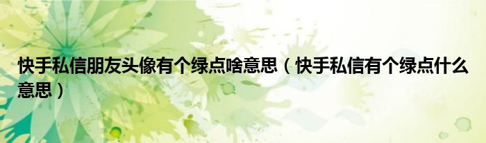 快手私信朋友头像有个绿点啥意思（快手私信有个绿点什么意思）